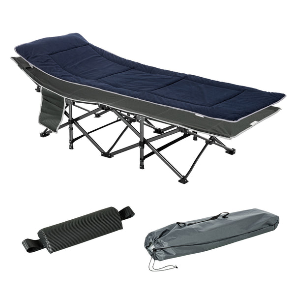 Lit pliant de camping 188x64,5x53 cm avec coussin et sac de transport bleu prezzo