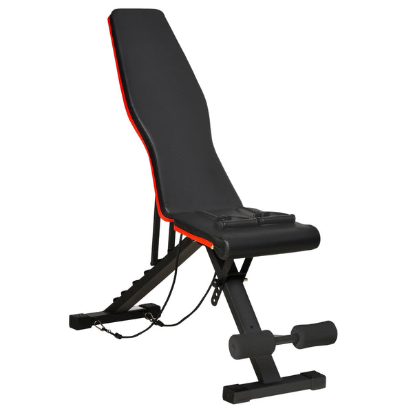 sconto Banc de Fitness Abdominal Incliné Multifonction avec Bandes Elastiques Noires