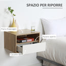 Set 2 Comodini Sospesi 45x35x27,5 cm con Cassetto e Ripiano Bianco