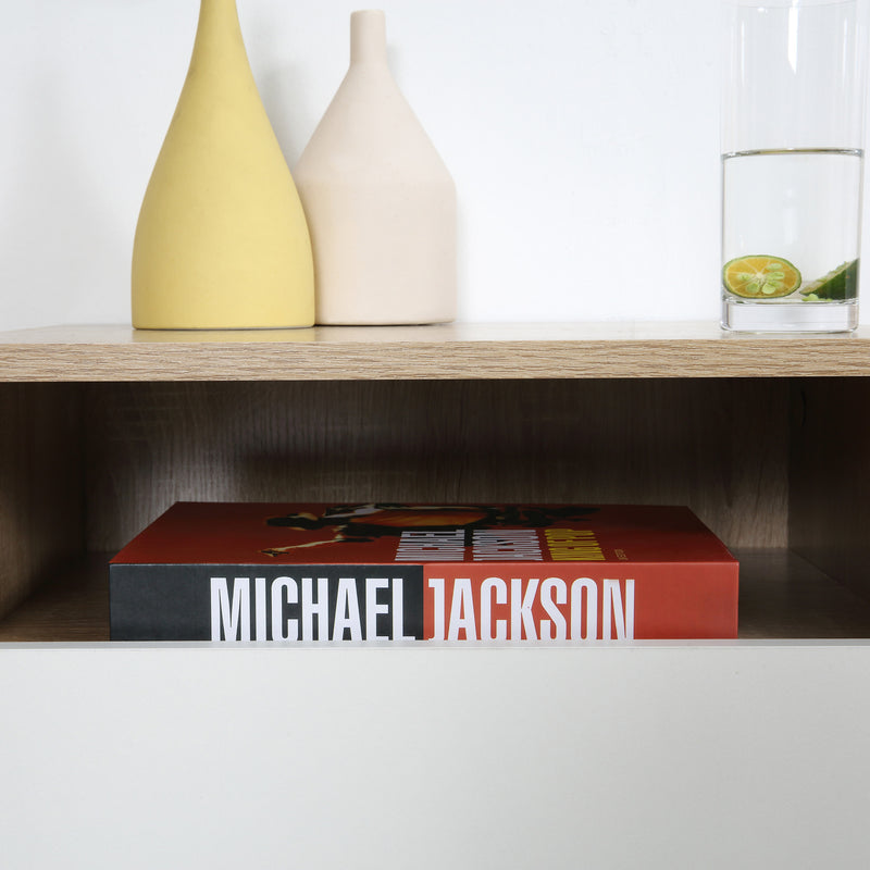 Set 2 Comodini Sospesi 45x35x27,5 cm con Cassetto e Ripiano Bianco