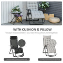 Sedia Sdraio Pieghevole da Giardino 90x65x110 cm con Schienale Reclinabile e Materassino Grigio Chiaro