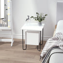 Comodino con Armadietto e Mensola 40x40x45 cm in Legno e Metallo Bianco