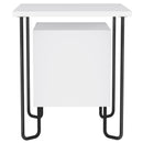 Comodino con Armadietto e Mensola 40x40x45 cm in Legno e Metallo Bianco