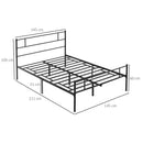 Struttura Letto Una Piazza e Mezzo 140x200 cm in Acciaio con Doghe Integrate Nero