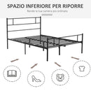 Struttura Letto Una Piazza e Mezzo 140x200 cm in Acciaio con Doghe Integrate Nero