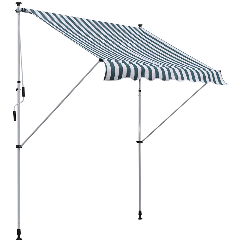 Tenda da Sole a Muro 200x150 cm con Pali di Supporto Bianco, Verde