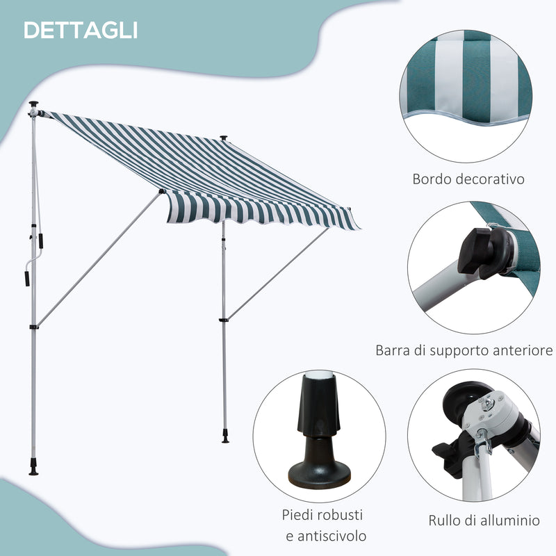 Tenda da Sole a Muro 200x150 cm con Pali di Supporto Bianco, Verde