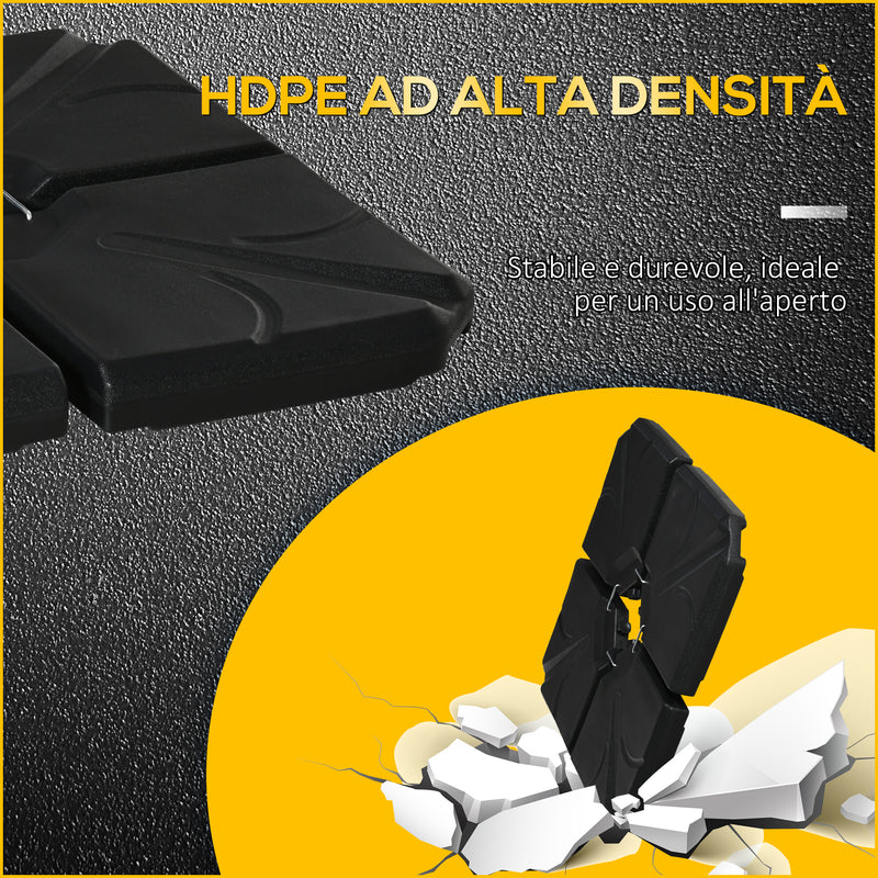 Base per Ombrellone da Giardino 4 Pezzi in Plastica Riempibili con Acqua e Sabbia Nero