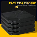 Base per Ombrellone da Giardino 4 Pezzi in Plastica Riempibili con Acqua e Sabbia Nero