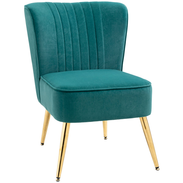 Fauteuil rembourré moderne 56x65,5x82,5 cm en tissu velours vert prezzo
