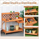 Tavolo per Giardinaggio 111.8x50.3x112.3 cm in Legno di Abete con Griglia Arancione