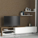 Mobile TV 180x29.5x41,3 cm con Mensole e Armadietto in Legno Bianco