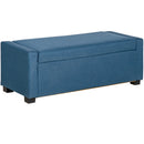 Panca Fondo Letto 120x50x44 cm con Vano Contenitore in Tessuto Blu