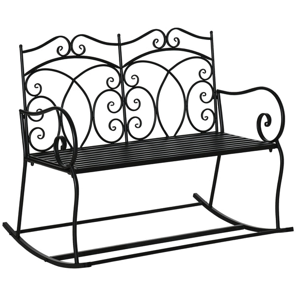 Banc de jardin à bascule 2 places 102x74,5x78 cm en métal noir acquista