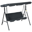 Dondolo da Giardino 3 Posti 172x120x153 cm con Tettuccio Parasole Regolabile e Cuscini Grigio