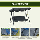 Dondolo da Giardino 3 Posti 172x120x153 cm con Tettuccio Parasole Regolabile e Cuscini Grigio