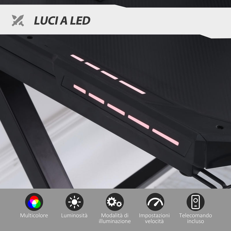 Scrivania da Gaming con Luci LED 120x60x73 cm in MDF Nero