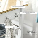 Carrello da Cucina 1 Cassetto 2 Ante con Ruote 73x50x91 cm Piano in Bambù Bianco