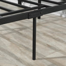 Struttura Letto Una Piazza e Mezzo 140x200 cm in Acciaio con Doghe Integrate Nero e Marrone Rustico