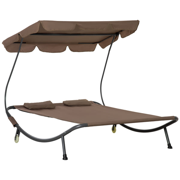 Transat double 2 places 200x170x134 cm avec parasol marron acquista