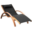 Lettino Prendisole Chaise Longue 165x72x86 cm in Legno e Tessuto a Rete Nero