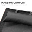 Lettino Prendisole Chaise Longue 165x72x86 cm in Legno e Tessuto a Rete Nero