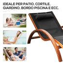 Lettino Prendisole Chaise Longue 165x72x86 cm in Legno e Tessuto a Rete Nero