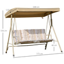 Dondolo da Giardino 3 Posti 172x110x156 cm in Acciaio Marrone