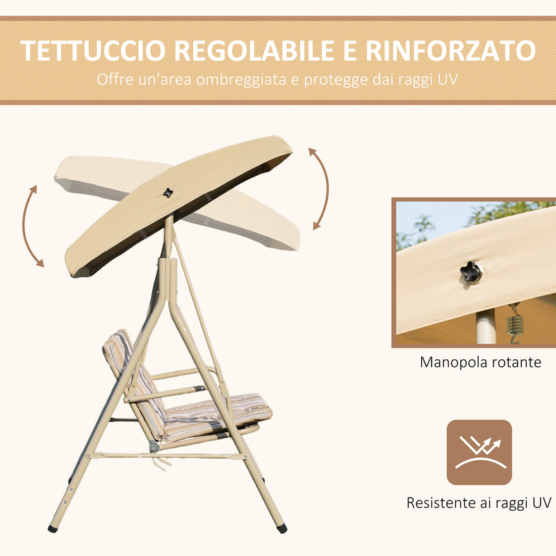 Dondolo da Giardino 3 Posti 172x110x156 cm in Acciaio Marrone