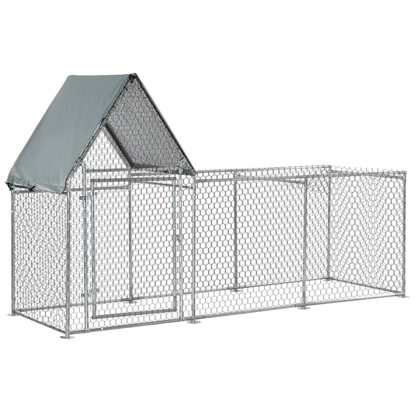 Cage Poulailler pour Poules d'Extérieur 302x107x172 cm avec Housse de Protection Silver Oxford online