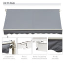 Tenda da Sole Avvolgibile a Parete 295x245 cm in Alluminio e Poliestere Grigio