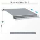 Tenda da Sole Avvolgibile a Parete 295x245 cm in Alluminio e Poliestere Grigio