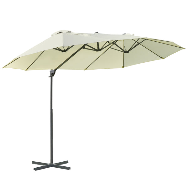 Parasol de jardin double 440x270x250 cm en polyester beige sconto