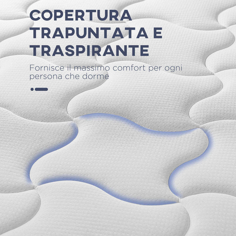 Materasso Memory e Molle Mastrimoniale Francese 140x190 cm H20 Bianco