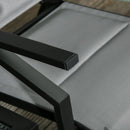 Set Tavolino e 2 Sdraio Reclinabili da Giardino Tessuto a Rete e Cotone Grigio Scuro