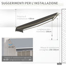 Tenda da Sole Avvolgibile a Parete 395x245 cm in Metallo e Poliestere Grigio