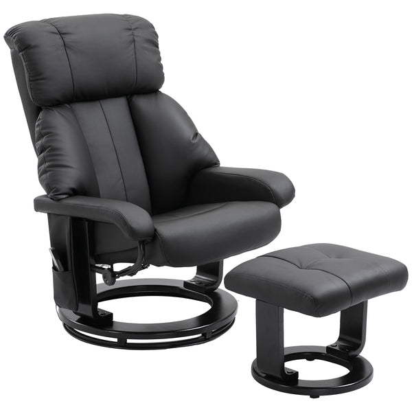 Fauteuil relax manuel massant inclinable avec repose-pieds pouf et télécommande noire sconto