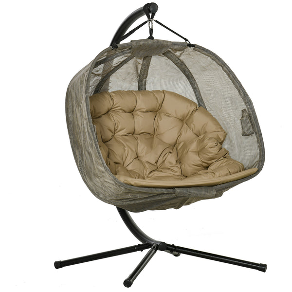 online Balançoire de jardin suspendue 2 places 132x126x172 cm Structure en Acier Marron