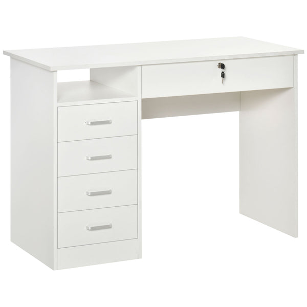Bureau 110x50x76 cm 5 Tiroirs en Bois Blanc acquista