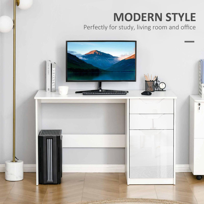 Scrivania da Ufficio 120x60x76 cm con Cassetti in Legno Bianco