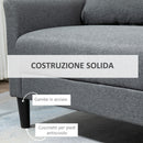 Divano 2 Posti 191x79x87 cm in Tessuto Effetto Lino Grigio