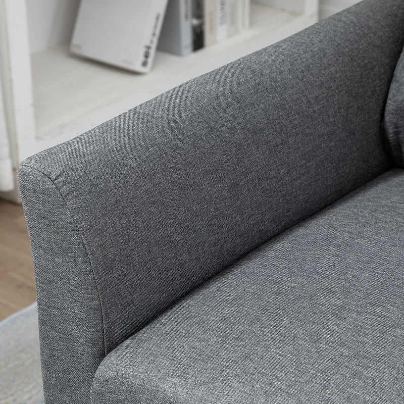 Divano 2 Posti 191x79x87 cm in Tessuto Effetto Lino Grigio