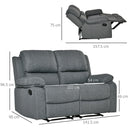 Divano 2 Posti 141,5x95x94,5 cm in Tessuto Grigio