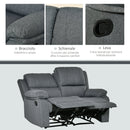 Divano 2 Posti 141,5x95x94,5 cm in Tessuto Grigio