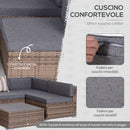 Set da Giardino Divano Modulabile e Tavolino in Rattan Grigio