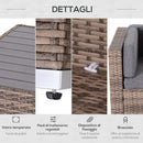 Set da Giardino Divano Modulabile e Tavolino in Rattan Grigio