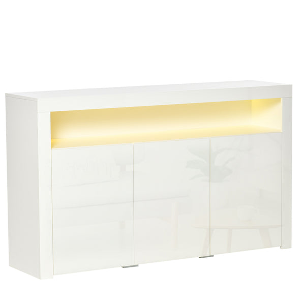Buffet Moderne 3 Portes avec Lumières LED 155x40x92 cm en Bois Blanc acquista