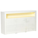 Credenza Moderna 3  Ante con Luci LED 155x40x92 cm in Legno Bianco