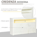 Credenza Moderna 3  Ante con Luci LED 155x40x92 cm in Legno Bianco