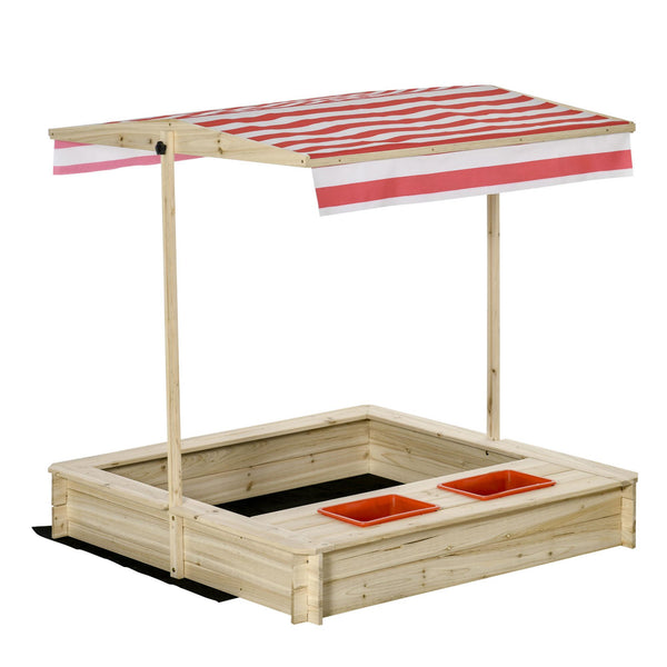 sconto Bac à sable extérieur pour enfant 118x118x118 cm en bois couleur bois